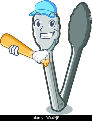Spielen Baseball Zange mit in das Maskottchen Vektor-illustration isoliert Stock Vektor