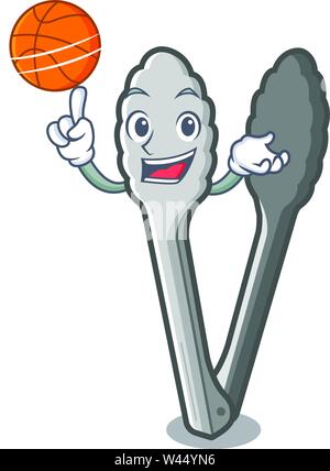 Mit basketball Zange mit in das Maskottchen Vektor-illustration isoliert Stock Vektor
