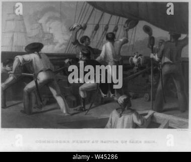 Commodore Perry in der Schlacht am Lake Erie - J.R. Chapin; F.F. Walker. Stockfoto