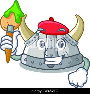 Viking Artist Helm mit dem Charakter Vektor-illustration isoliert Stock Vektor