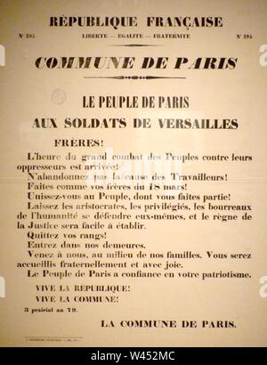 Commune de Paris appel aux Soldats versaillais. Stockfoto