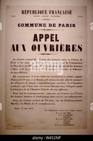 Commune de Paris Appel aux ouvrières vom 18. Mai 1871. Stockfoto