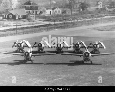 Vergleich von F4F Wildkatzen mit und ohne Gefalteten Flügel c 1942. Stockfoto