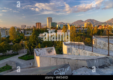 Die farbenfrohe Hauptstadt von Albanien, Tirana Stockfoto