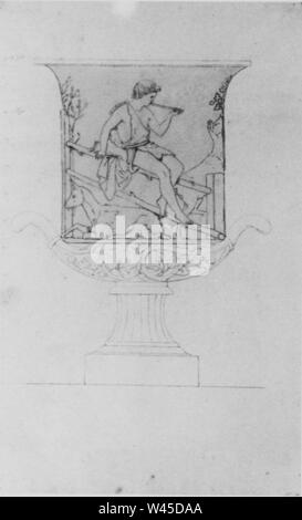 Conrad Weitbrecht, Entwurf für eine Ziervase, Relief Hirt mit Ziege, um 1825. Stockfoto