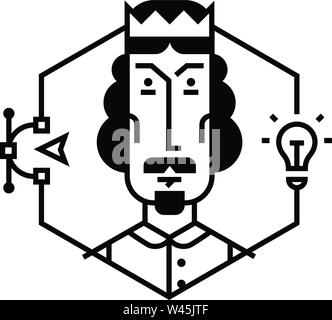 Abbildung des Kopfes in einer flachen Stil. Vektor Symbol auf weißem Hintergrund. Das Bild der Boss, der Chef ist für die Website und die Pres bereit Stock Vektor