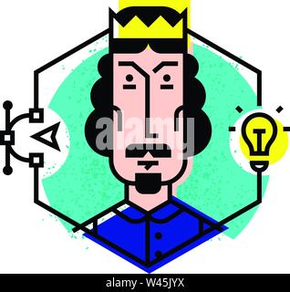 Abbildung des Kopfes in einer flachen Stil. Vektor Symbol auf weißem Hintergrund. Das Bild der Boss, der Chef ist für die Website und die Pres bereit Stock Vektor