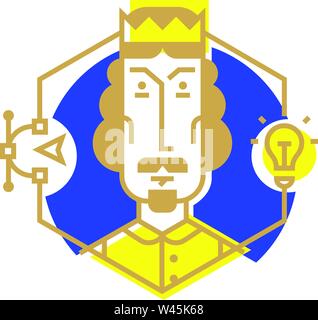 Abbildung des Kopfes in einer flachen Stil. Vektor Symbol auf weißem Hintergrund. Das Bild der Boss, der Chef ist für die Website und die Pres bereit Stock Vektor