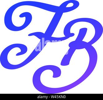 Monogramm des Buchstaben F und B Vektor Flachbild-Symbol. Vektor Bild auf weißem Hintergrund. Kalligraphie, ein Monogramm ein Schreiben. Logo für das Unternehmen. Uhr Stock Vektor