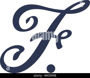 Logo der Buchstabe F. Vektor Flachbild-Symbol. Vektor Bild auf weißem Hintergrund. Kalligraphie, ein Monogramm ein Schreiben. Logo für das Unternehmen. Handwrit Stock Vektor