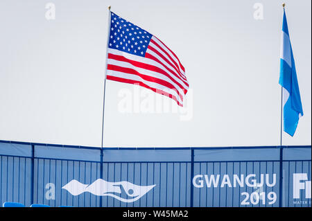 14 juli 2019 Gwangju, Südkorea 14. FINA World Aquatics Championships Gwangju Südkorea 07/2019 Waterpolo W2 NZL - USA 18. FINA World Aquatics Championships Nambu University Grounds Stockfoto