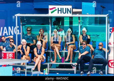 14 juli 2019 Gwangju, Südkorea 14. FINA World Aquatics Championships Ungarn Gwangju Südkorea 07/2019 Wasserball W4 HUN - Kor 18. FINA World Aquatics Championships Nambu University Grounds Stockfoto