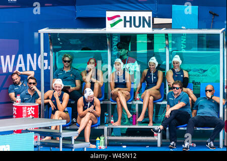 14 juli 2019 Gwangju, Südkorea 14. FINA World Aquatics Championships Ungarn Gwangju Südkorea 07/2019 Wasserball W4 HUN - Kor 18. FINA World Aquatics Championships Nambu University Grounds Stockfoto