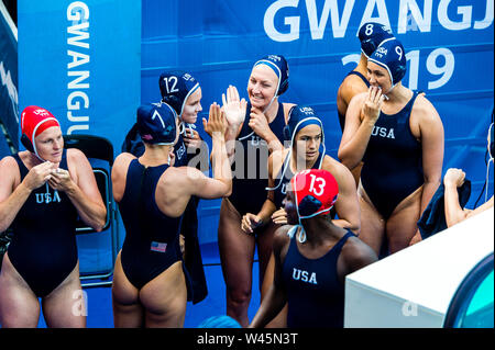 14 juli 2019 Gwangju, Südkorea 14. FINA World Aquatics Championships Team USA Gwangju Südkorea 07/2019 Waterpolo W2 NZL - USA 18. FINA World Aquatics Championships Nambu University Grounds Stockfoto