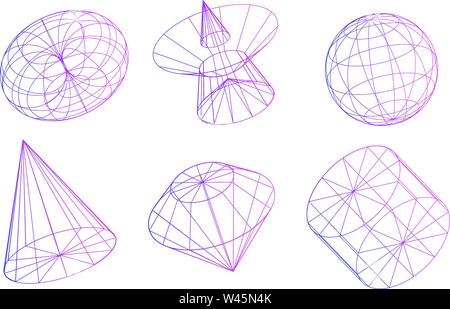 Geometrische abstrakte Formen. Dekorative Elemente für Design Projekten. Kontur Flachfiguren in Vektor auf weißem Hintergrund. Elemente für die Web-sites Stock Vektor