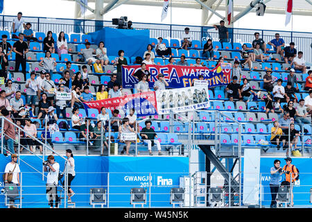 14 juli 2019 Gwangju, Südkorea 14. FINA World Aquatics Championships Koreanische Unterstützer Gwangju Südkorea 07/2019 Wasserball W4 HUN - Kor 18. FINA World Aquatics Championships Nambu University Grounds Stockfoto