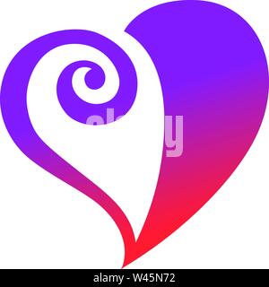 Herz mit einem Curl. Logo für die Klinik. Vektor Flachbild-Logo. Zeichen isoliert auf weißem Hintergrund. Corporate Identity. Emblem. Symbol. Herz und Keimen. Sty Stock Vektor