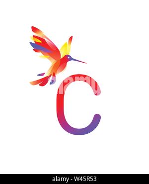 Abbildung: ein rosa Colibri. Vector Illustration. Das Bild ist auf weißem Hintergrund. Vogel der Kolibris. Logo für das Unternehmen, Studio. Fundamentalismus Stock Vektor
