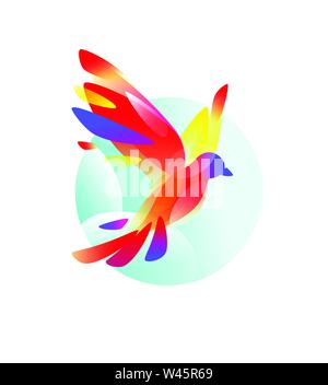 Logo einer fliegenden Vogel. Vector Illustration. Logo isoliert auf weißem Hintergrund. Red gradient Taube. Logo für das Unternehmen, Studio. Talisman, Emblem. Ein Mo Stock Vektor