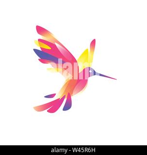 Abbildung: ein rosa Colibri. Vector Illustration. Das Bild ist auf weißem Hintergrund. Vogel der Kolibris. Logo für das Unternehmen, Studio. Fundamentalismus Stock Vektor