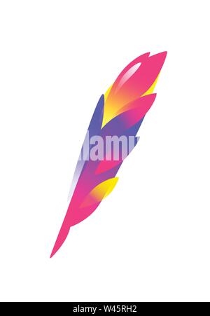 Symbol der vogelfeder. Flache Steigung Abbildung. Vector Illustration. Helle Märchen- Logo des Pen. Company Logo, Symbol, Marke, Emblem. F Stock Vektor