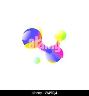 Moleküle, Atome, DNA. Vektor Flachbild-Symbol. Molekulare Gitter. Das Bild ist auf weißem Hintergrund. Die Kombination von drei chemischen Elemente. Demonst Stock Vektor