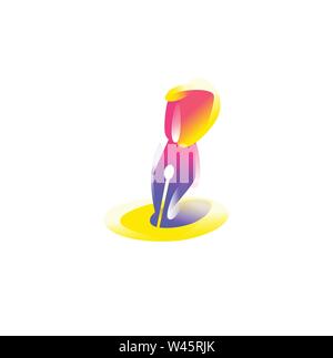 Abbildung: Eine schriftliche Pen. Vector Illustration. Symbol der Stift für das Logo. Das Bild ist auf weißem Hintergrund. Form Stil. Symbol für Website Stock Vektor