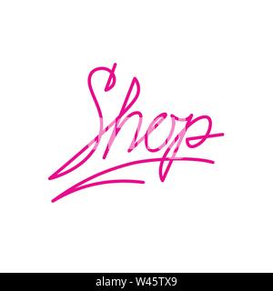 Die Inschrift logo Shop. Symbol, sign. Vektor icon. Das Bild ist auf weißem Hintergrund. Eine Inschrift zu den Kosmetik Shop, Kleidung oder einem Stock Vektor