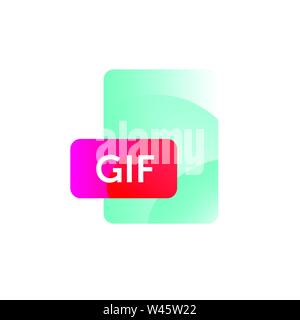 GIF-Format. Vektor. Gradient flacher Stil. Helle, moderne Darstellung der Symbole. Das Bild ist auf weißem Hintergrund. Ein modernes Symbol für das Stock Vektor