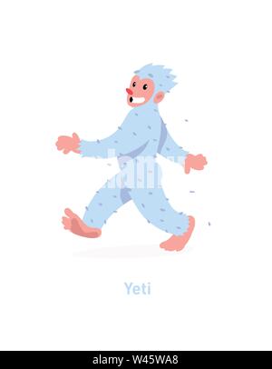 Ein Beispiel für eine Cartoon Yeti. Vector Illustration. Wenige weiße Yeti kommt. Das Bild ist auf weißem Hintergrund. Flache Mode illustrati Stock Vektor
