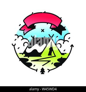 Logo für das Lager oder Reisen. Vector Illustration. Hipster Style. Das Bild ist auf weißem Hintergrund. Flache Symbol Abbildung für Unternehmen, Drucken und Stock Vektor