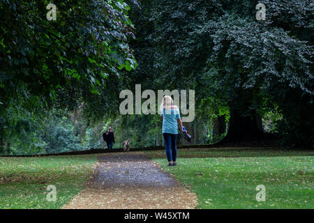 Northampton GROSSBRITANNIEN. Juli 2019 20. Wetter. Abington Park. Am frühen Morgen Spaziergang mit dem Hund, wie die Prognose ist für Regen später am Tag. Credit: Keith J Smith./Alamy leben Nachrichten Stockfoto