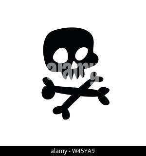 Cartoon Schädel. Vektor. Flache Ikone stilisierte menschliche Schädel. Große Zeichen. Jolly Roger. Das Symbol für das Logo. Aufkleber. Stock Vektor