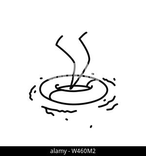 Abbildung: Ein kleiner Mann kopfüber in eine Schwimmweste. Vektor. Etwas schief ging. Erfolglose heil. Probleme in der Wirtschaft. Metapher. Co Stock Vektor