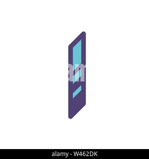 Logo, Zeichen der Buchstabe I. Vektor. Linear, umriss Symbol. Isometrie, 3 D. Farbige Hauptstadt Flachbild schreiben. Marke unternehmen. Das Symbol wird auf einem weißen isoliert Stock Vektor