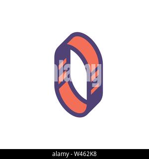 Logo, Zeichen Nummer 0. Vektor. Linear, umriss Symbol. Isometrie, 3 D. Farbe modisch Abbildung. Marke unternehmen. Das Symbol wird auf weißem Hintergrund Stock Vektor