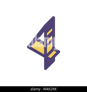 Logo, Zeichen Nummer 4. Vektor. Linear, umriss Symbol. Isometrie, 3 D. Farbe modisch Abbildung. Marke unternehmen. Das Symbol wird auf weißem Hintergrund Stock Vektor