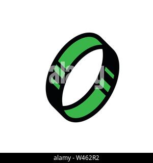 Helle Buchstaben O. Vektor. Linear, Kontur schreiben. Isometrie, 3 D. Farbige Flachbild schreiben. Logo, Unternehmen zu unterzeichnen. Symbol für Innen- und T-Shirt. Das Symbol i Stock Vektor