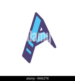 Helle Buchstaben A. Vektor. Linear, Kontur schreiben. Isometrie, 3 D. Farbige Flachbild schreiben. Logo, Unternehmen zu unterzeichnen. Symbol für Innen- und T-Shirt. Das Symbol i Stock Vektor