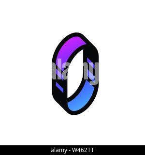 Helle Buchstaben O. Vektor. Linear, Kontur schreiben. Isometrie, 3 D. Farbige Flachbild schreiben. Logo, Unternehmen zu unterzeichnen. Symbol für Innen- und T-Shirt. Das Symbol i Stock Vektor