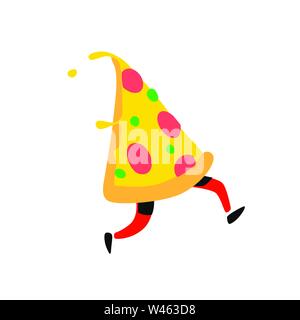 Abbildung: ein Stück Pizza. Vektor. Zeichen für Pizzeria und Fast Food. Eine niedliche Helden für Ihr Startup. Stock Vektor