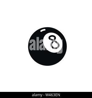 Die Zahl 8 Billard Kugel Symbol. Vektor. Abbildung: Magic Ball. Cartoon Zeichen, Symbol. Stock Vektor