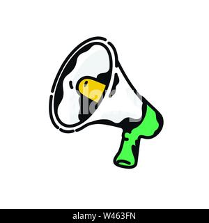 Megafon-symbol. Vektor. Ein Beispiel für eine Werbung Lautsprecher. Cartoon Zeichen, Symbol. Stock Vektor