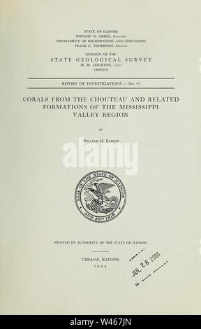 Korallen aus der Chouteau und ähnliche Formationen des Mississippi Valley Region Stockfoto