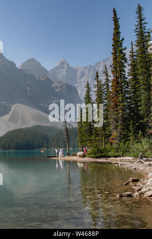 Wunderschöne Landschaft am Moraine Lake, Alberta, Kanada Stockfoto