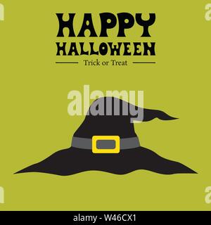 Happy halloween Hexenkarte Hintergrund, Hexenhut Party Gruß, Vektor-Illustration Stock Vektor