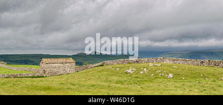 Panorama von typischen Yorkshire Dales Stein barm auf die Pennine Reise von zu Horton Settle-in-Ribblesdale Stockfoto