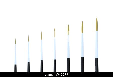 Set von Script Pinsel stationär, Sammlung von Farbe Malerei Zubehör, Künstler Werkzeuge, Vektor-Illustration Stock Vektor