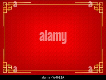 chinesische Neujahr Hintergrund mit Grenze, abstrakte orientalische Tapete mit Dekoration Rahmen, chinesische Fan Inspiration, Vektor-Illustration Stock Vektor