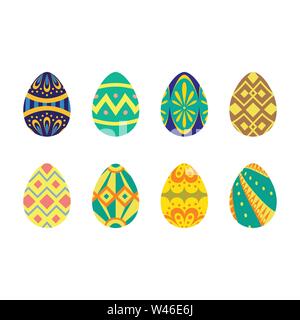 Set von ostereiern, frohe ostern flache Stil, Vektor-Illustration Stock Vektor